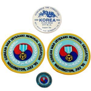 1995 Korean War Veterans Memorial Dedication Patch Pin & Button Lot of 4 Vintage